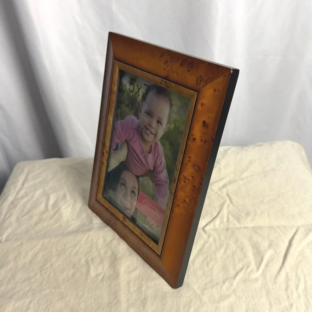 New Green Tree Gallery Burlwood 5x7 Picture Frame Glossy Amber Old Money Gift